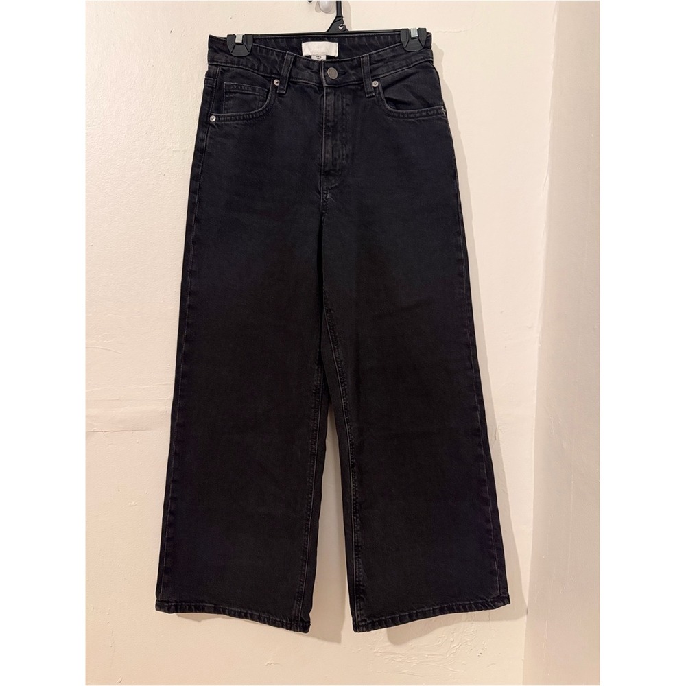 H&M Women's Black Relaxed Wide-Leg Jeans Size 4